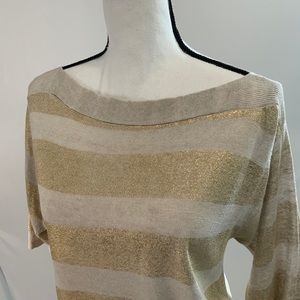 Chico's Sweater Size 0 Small Sheer Cream and Gold